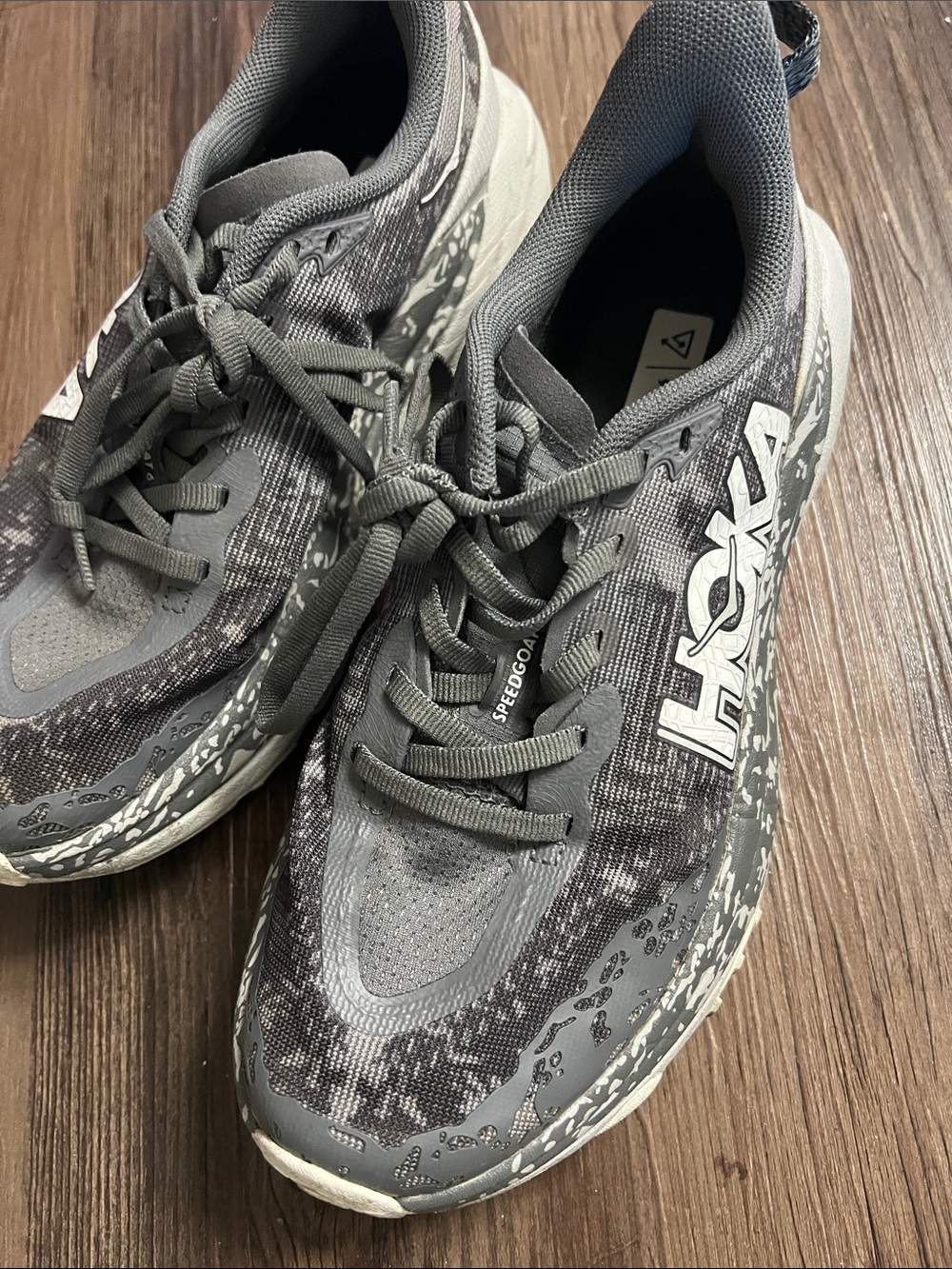 Hoka Gray Camo-Pattern Running Sneakers